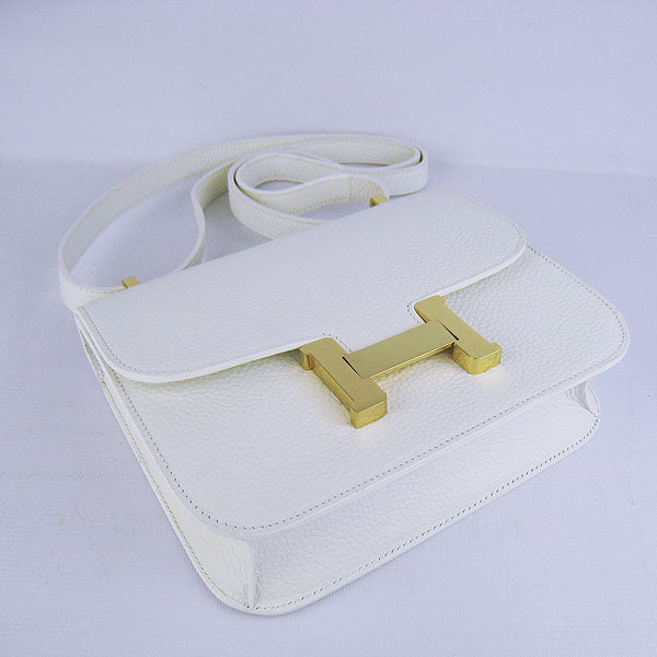 Luxury Hermes Constance Cowskin Leather Bag H017 white golden