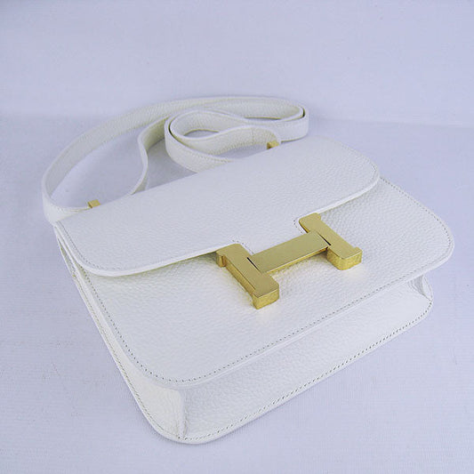 Luxury Hermes Constance Cowskin Leather Bag H017 white golden