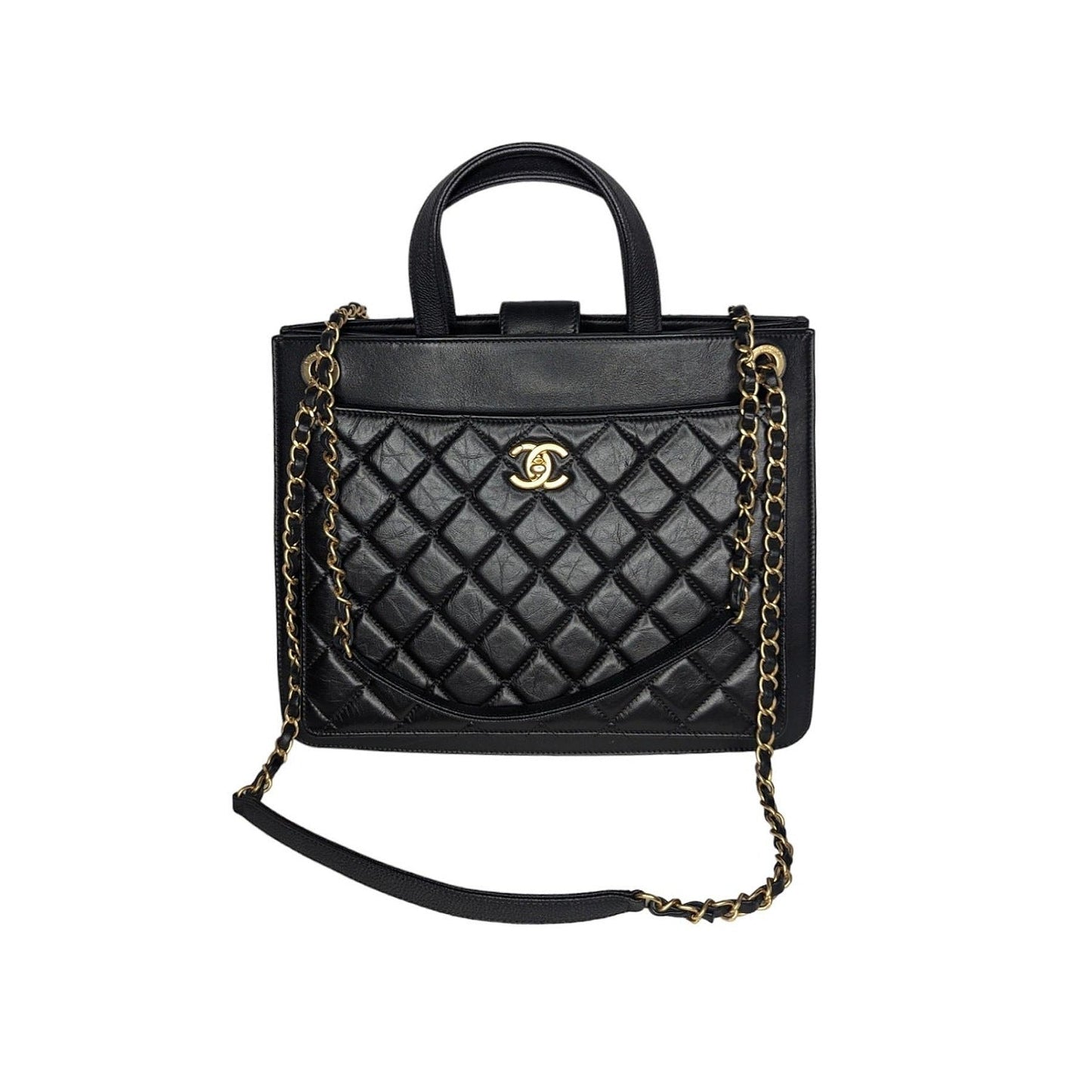 Luxury Chanel 2019 CC Turn Lock Shopper Tote