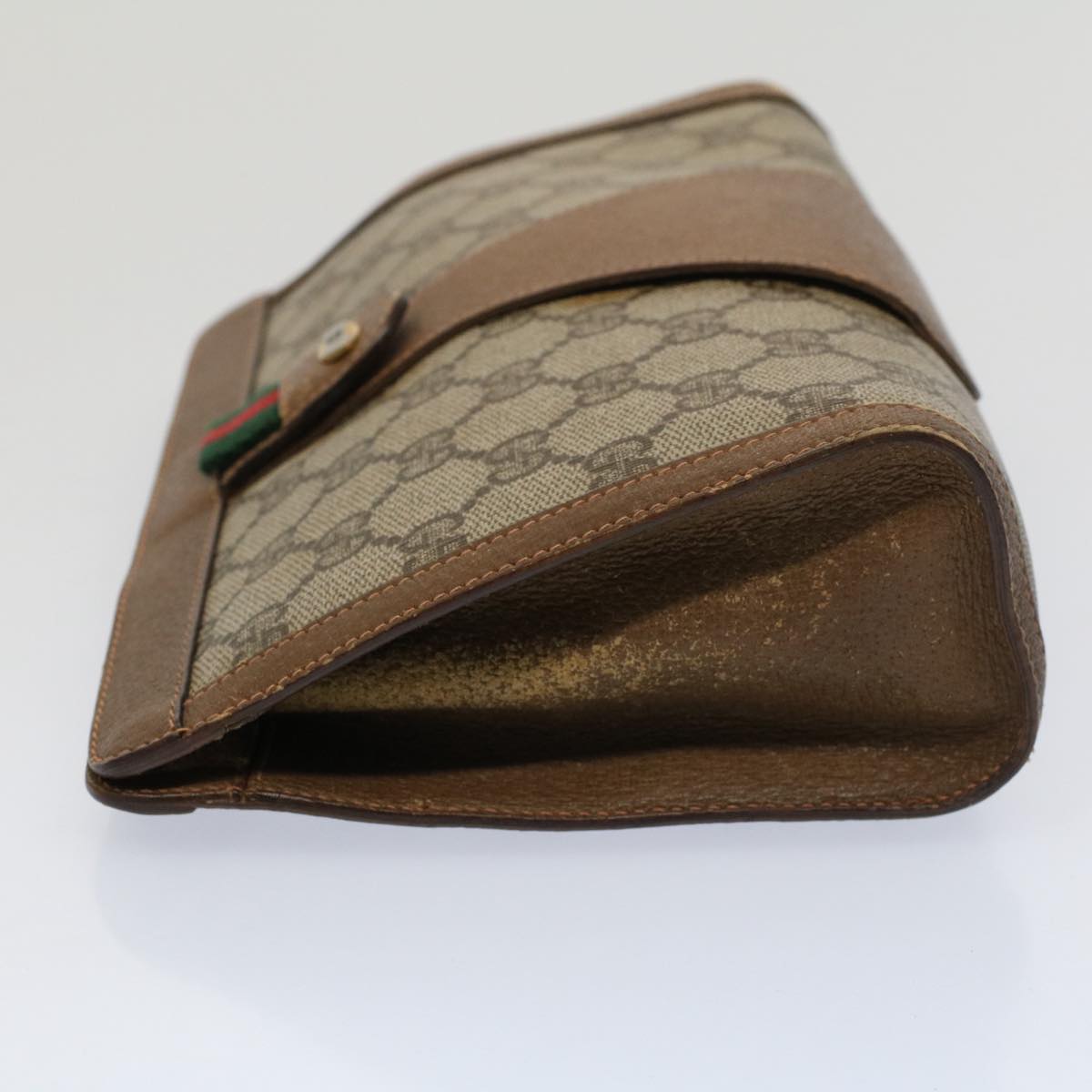 Luxury Gucci GG Supreme Web Sherry Line Clutch Bag Beige Red Green 89 01 032  53008