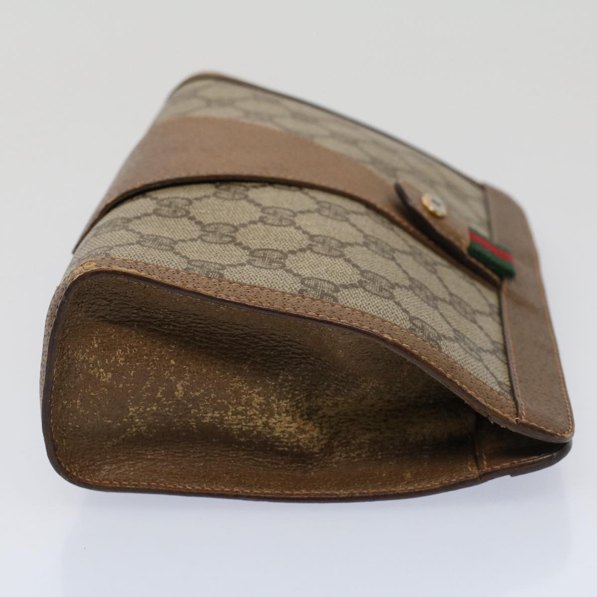 Luxury Gucci GG Supreme Web Sherry Line Clutch Bag Beige Red Green 89 01 032  53008