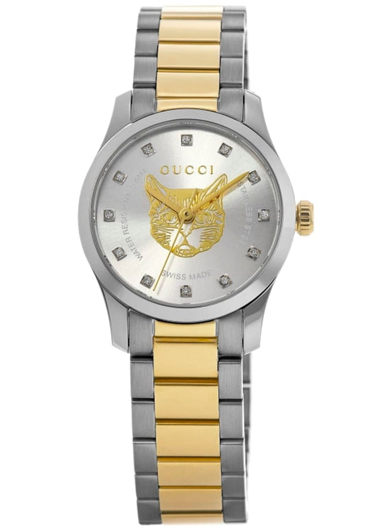 Gucci G-Timeless 27mm Silver Diamond Dial Two-Tone Women's Watch YA1265016