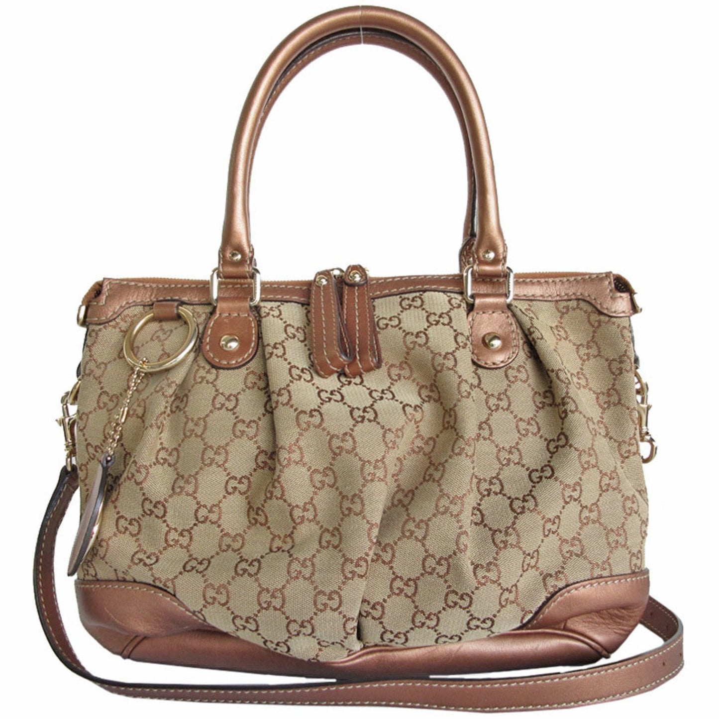 Gucci  Gg Canvas Leather Handbag Shoulder Bag
