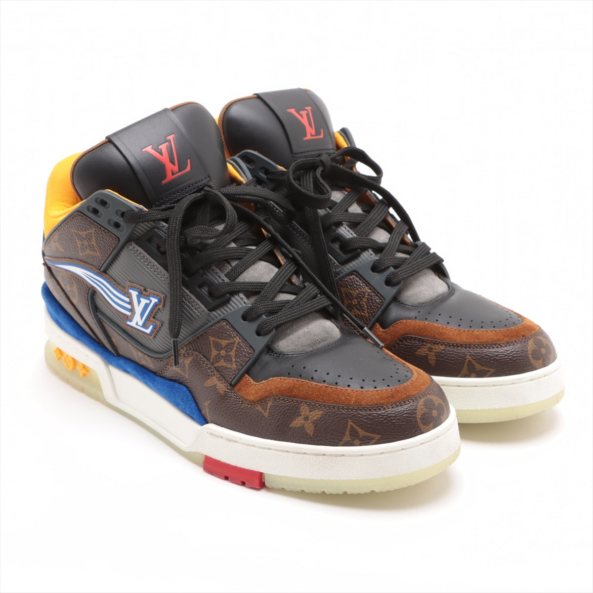 Louis Vuitton LV Trainer Line 20 Years PVC  Leather Trainers 8 1/2 Men Brown GO0260 Monogram