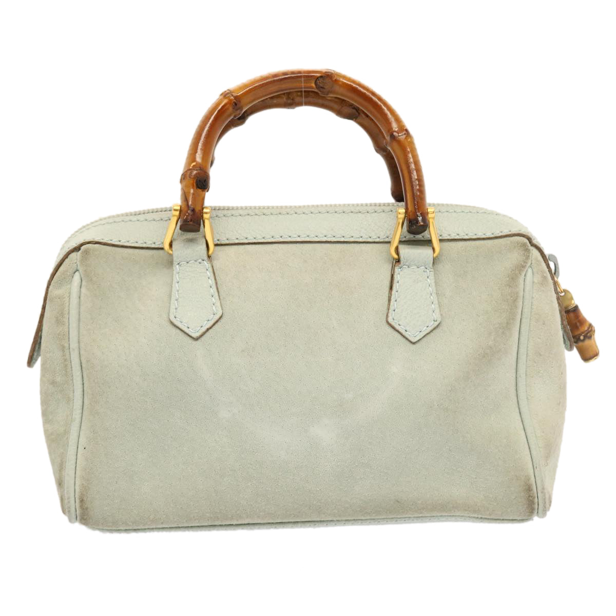 Luxury Gucci Bamboo Shoulder Bag Suede 2way Light Blue  53258