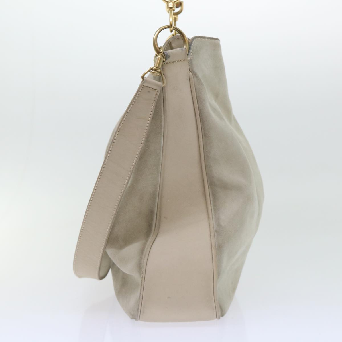 Luxury Gucci Bamboo Shoulder Bag Suede 2way Beige  53270