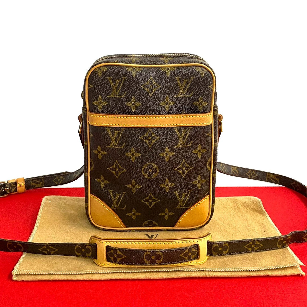 LOUIS VUITTON Shoulder Bag leather Brown Monogram Danube