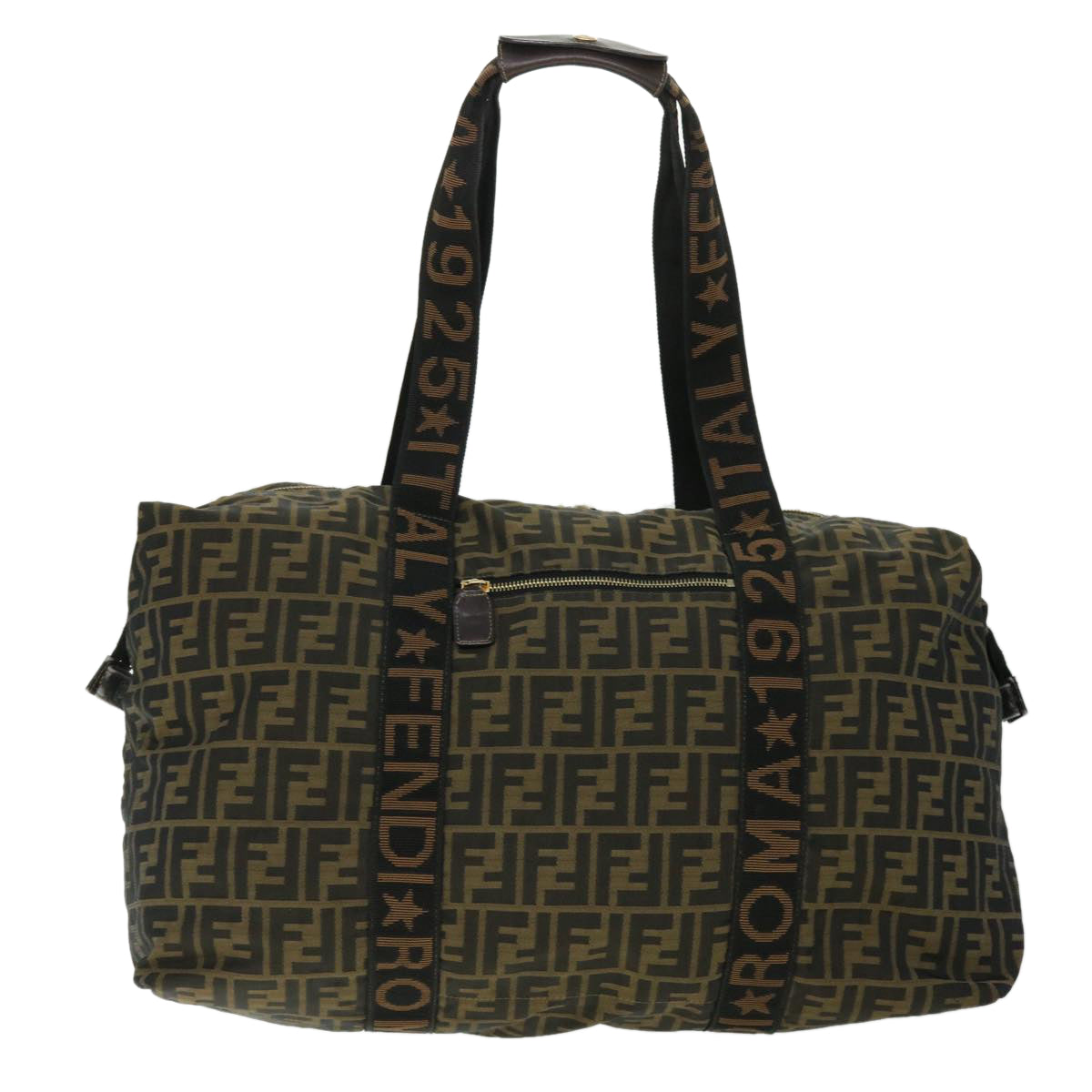 Luxury FendiZucca Canvas Boston Bag Black Brown53373