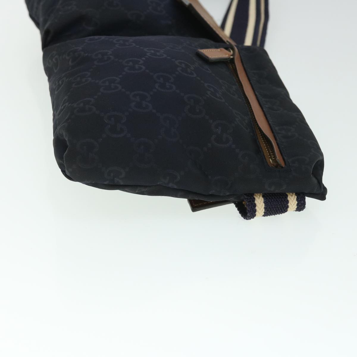 Luxury Gucci GG Canvas Sherry Line Waist bag Navy White 28566  53375