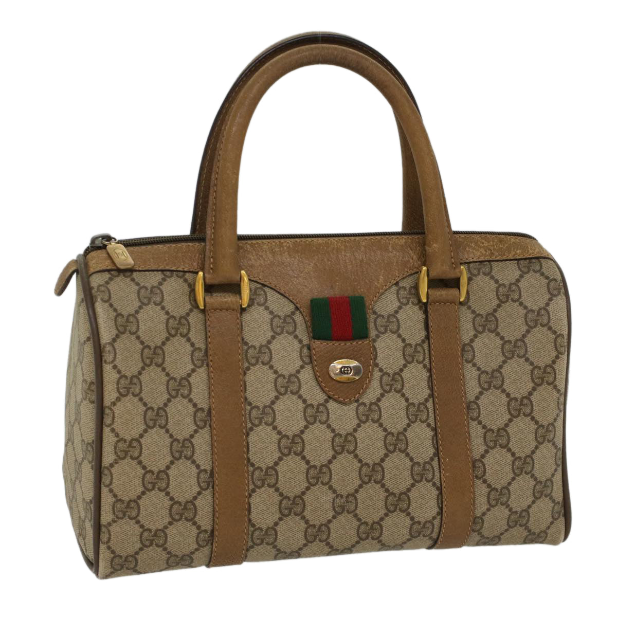 Luxury Gucci GG Canvas Web Sherry Line Boston Bag Beige Red Green 39 02 006  53392