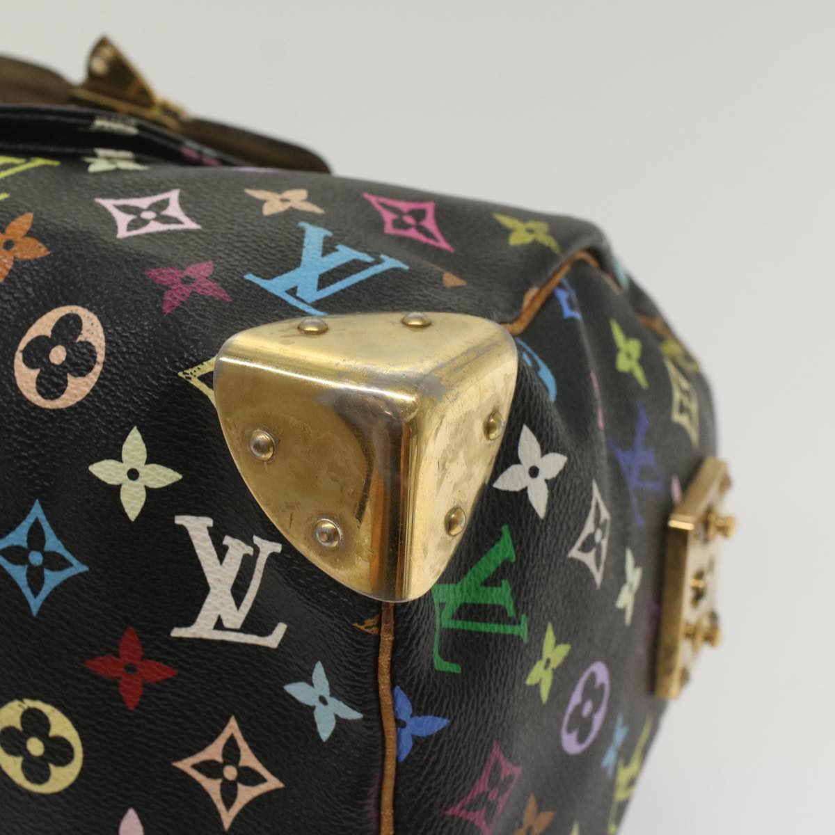 LOUIS VUITTON Monogram Multicolor Speedy 30 Hand Bag Black M92642 LV 53594