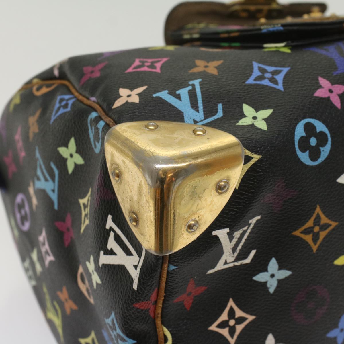 LOUIS VUITTON Monogram Multicolor Speedy 30 Hand Bag Black M92642 LV 53594