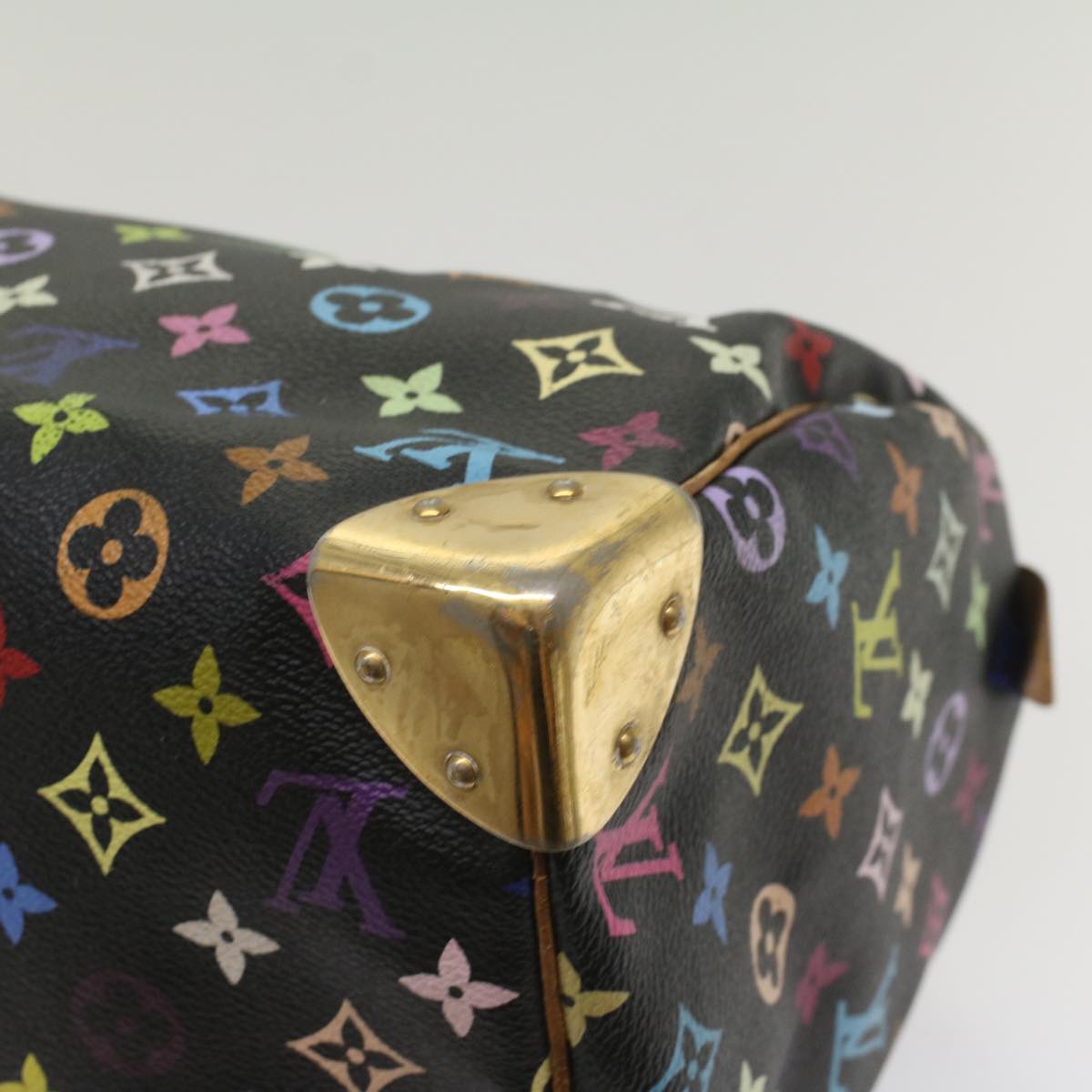 LOUIS VUITTON Monogram Multicolor Speedy 30 Hand Bag Black M92642 LV 53594