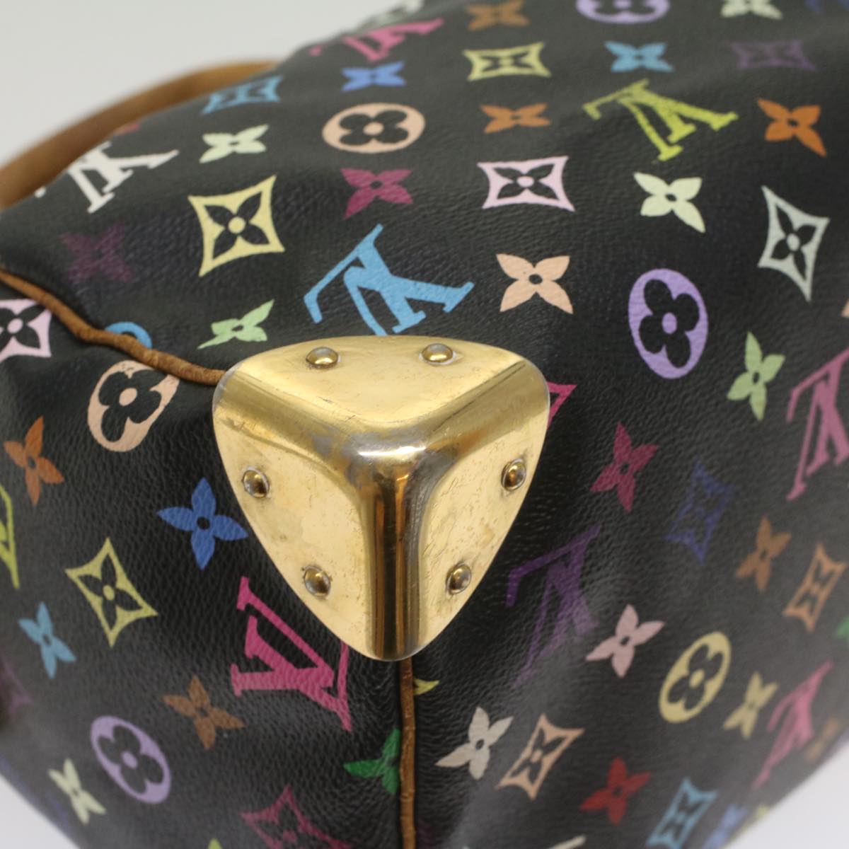 LOUIS VUITTON Monogram Multicolor Speedy 30 Hand Bag Black M92642 LV 53594
