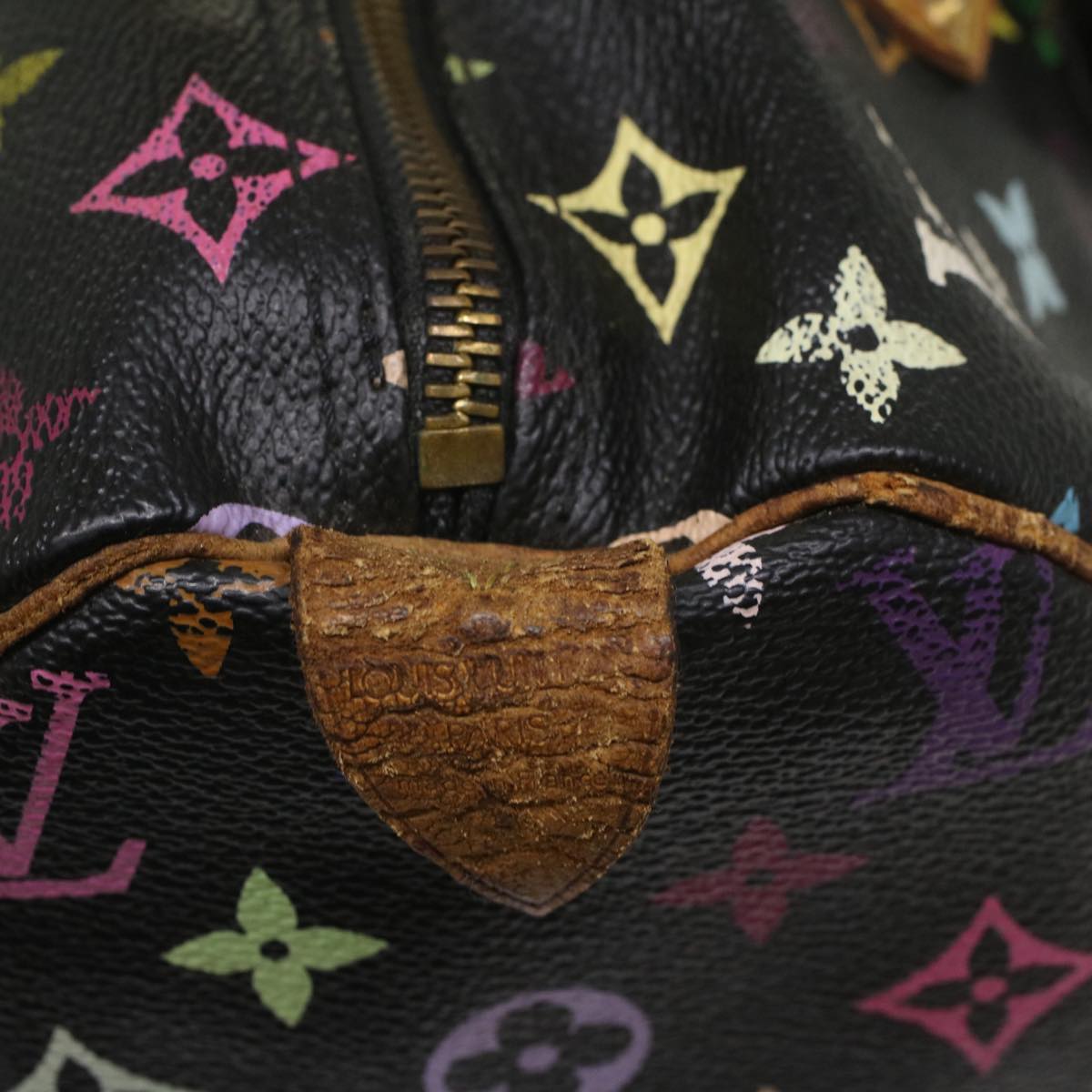 LOUIS VUITTON Monogram Multicolor Speedy 30 Hand Bag Black M92642 LV 53594