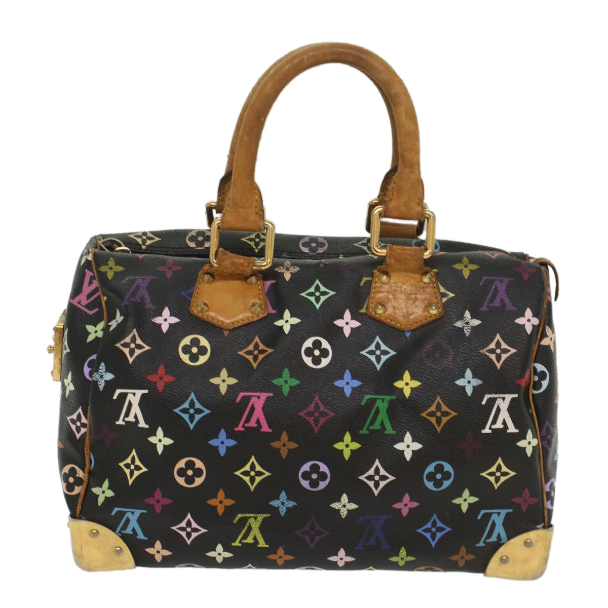 LOUIS VUITTON Monogram Multicolor Speedy 30 Hand Bag Black M92642 LV 53594