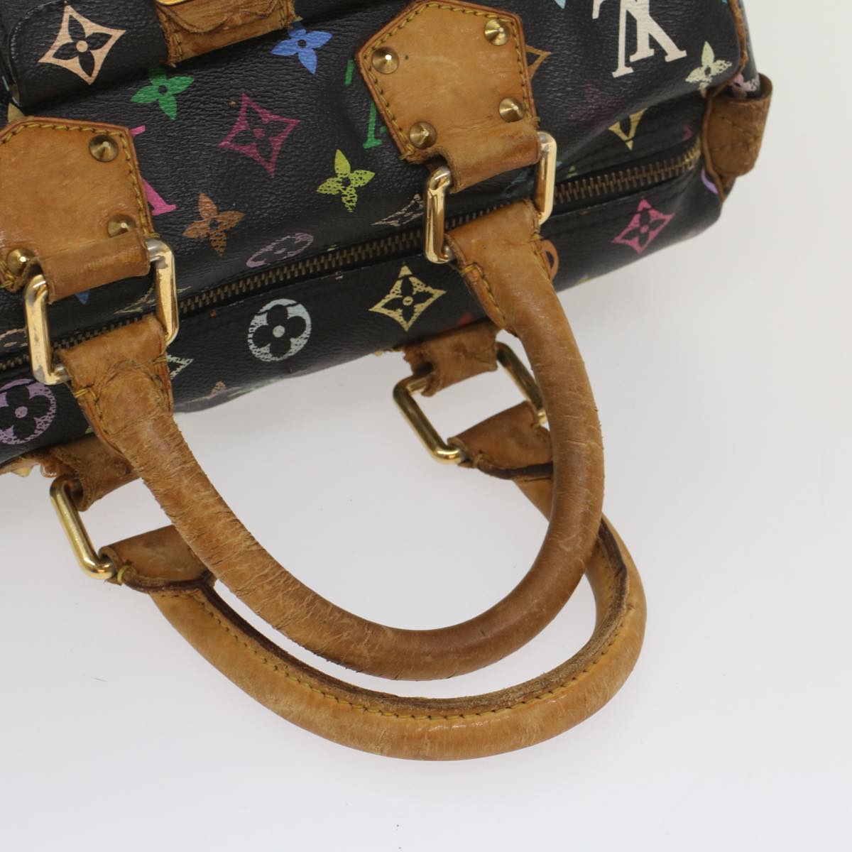 LOUIS VUITTON Monogram Multicolor Speedy 30 Hand Bag Black M92642 LV 53594