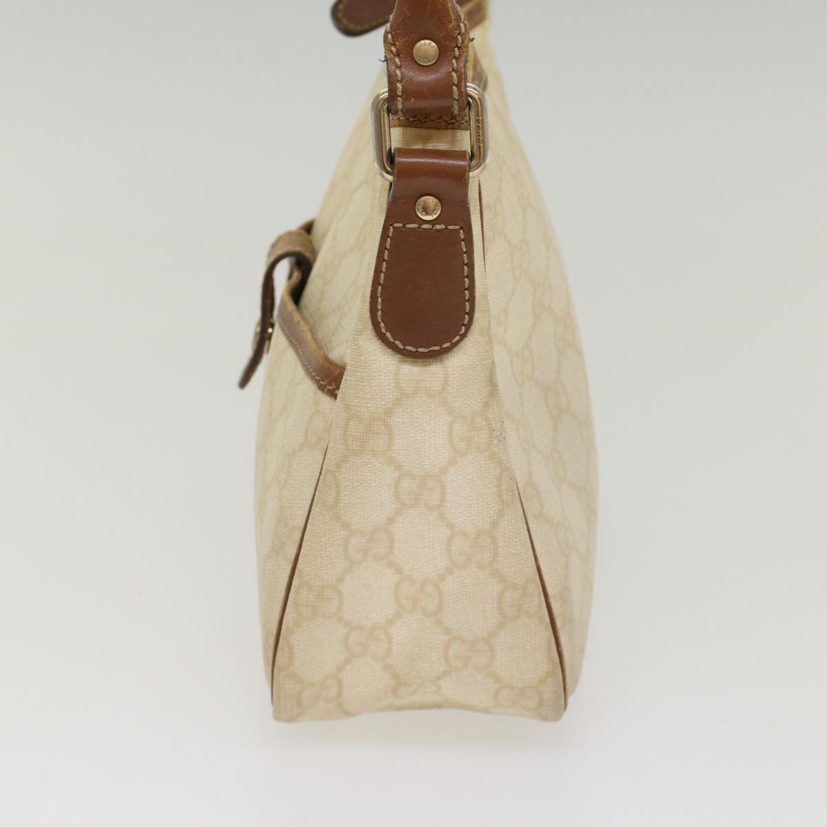 Luxury Gucci GG Canvas Shoulder Bag PVC Leather White Brown  53649
