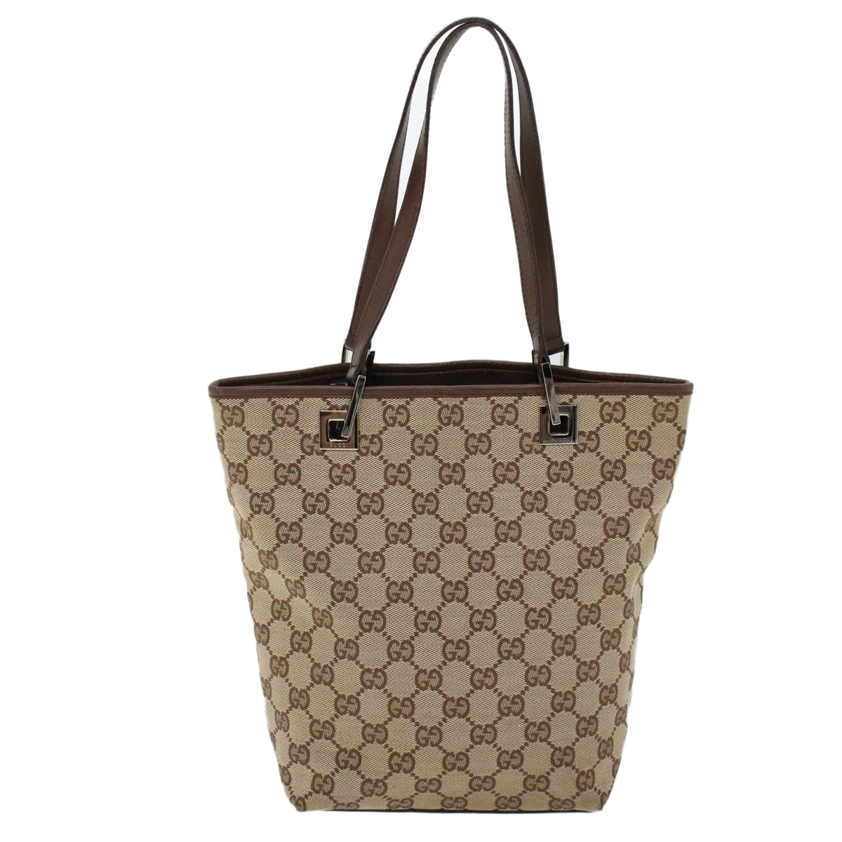 Luxury Gucci GG Canvas Hand Bag Canvas Leather Beige Brown  53655