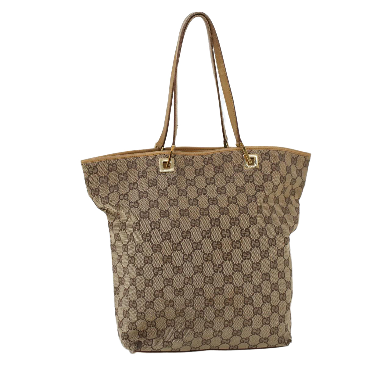 Luxury Gucci GG Canvas Hand Bag Canvas Leather Beige Brown  53658