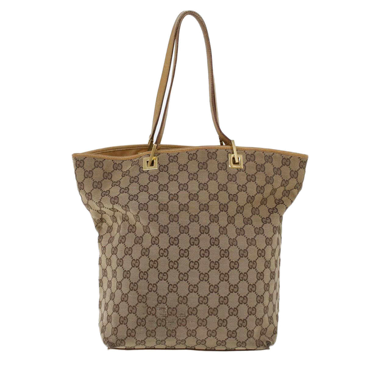 Luxury Gucci GG Canvas Hand Bag Canvas Leather Beige Brown  53658