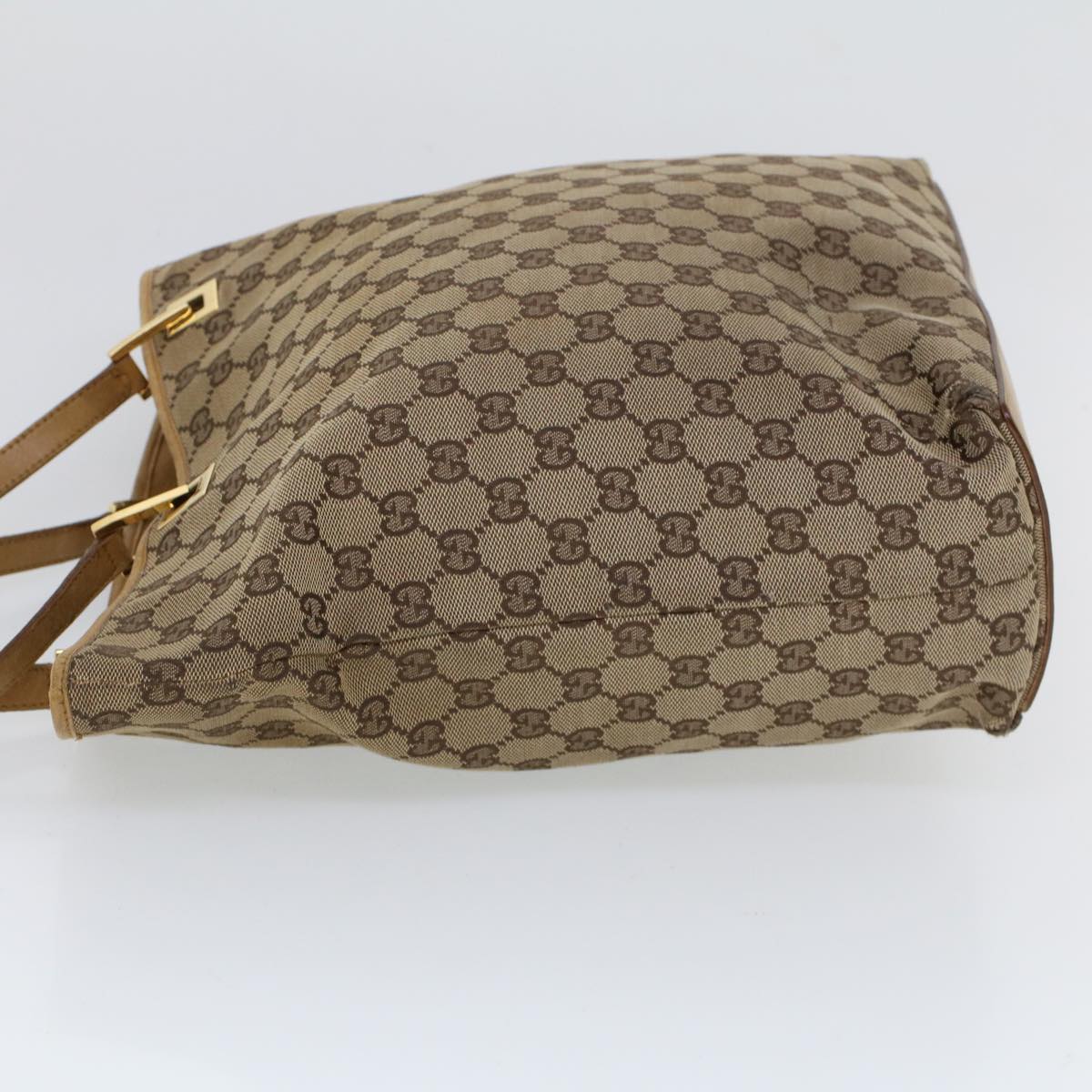 Luxury Gucci GG Canvas Hand Bag Canvas Leather Beige Brown  53658