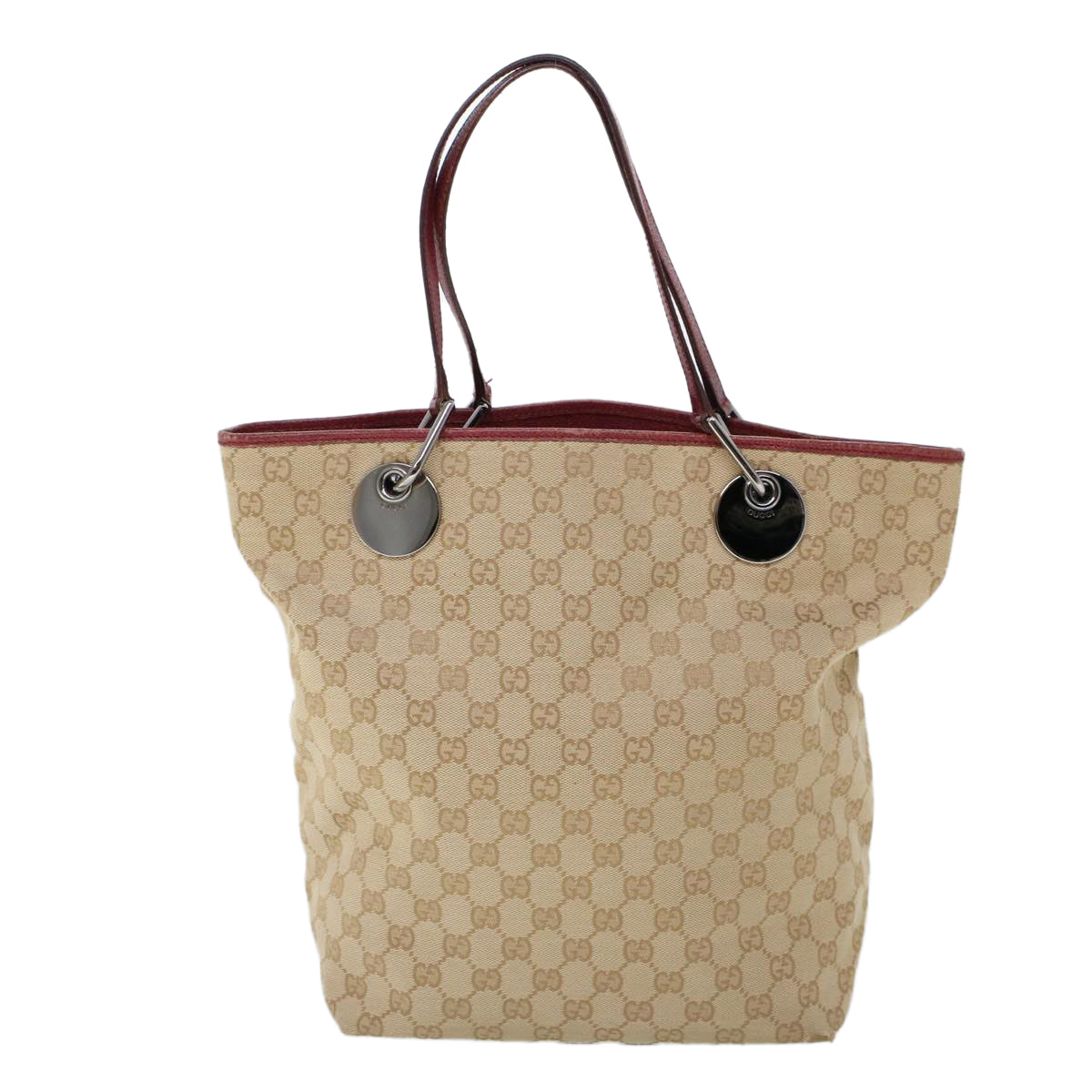 Luxury Gucci GG Canvas Hand Bag Canvas Leather Beige Red  53659
