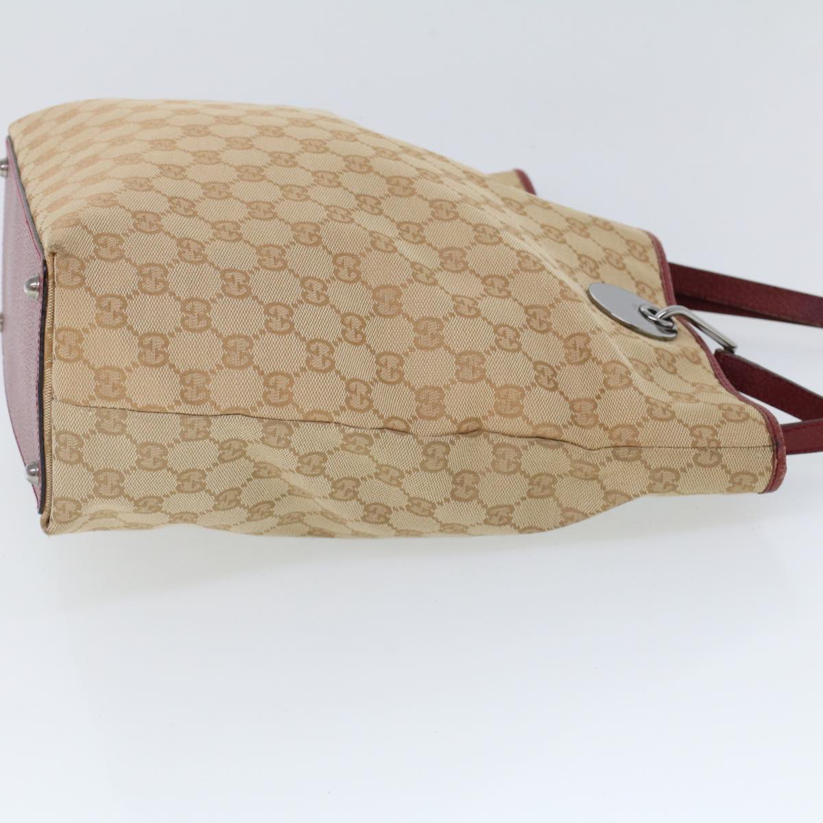Luxury Gucci GG Canvas Hand Bag Canvas Leather Beige Red  53659