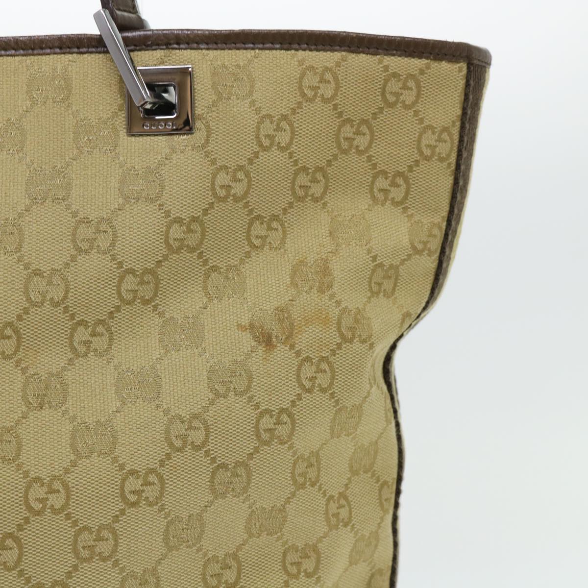 Luxury Gucci GG Canvas Sherry Line Tote Bag Canvas Leather Beige Brown  53660