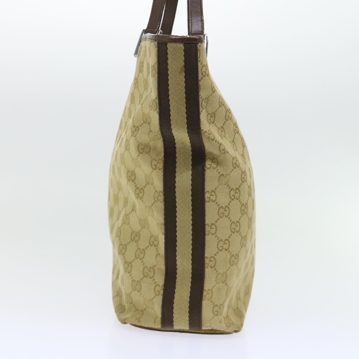 Luxury Gucci GG Canvas Sherry Line Tote Bag Canvas Leather Beige Brown  53660