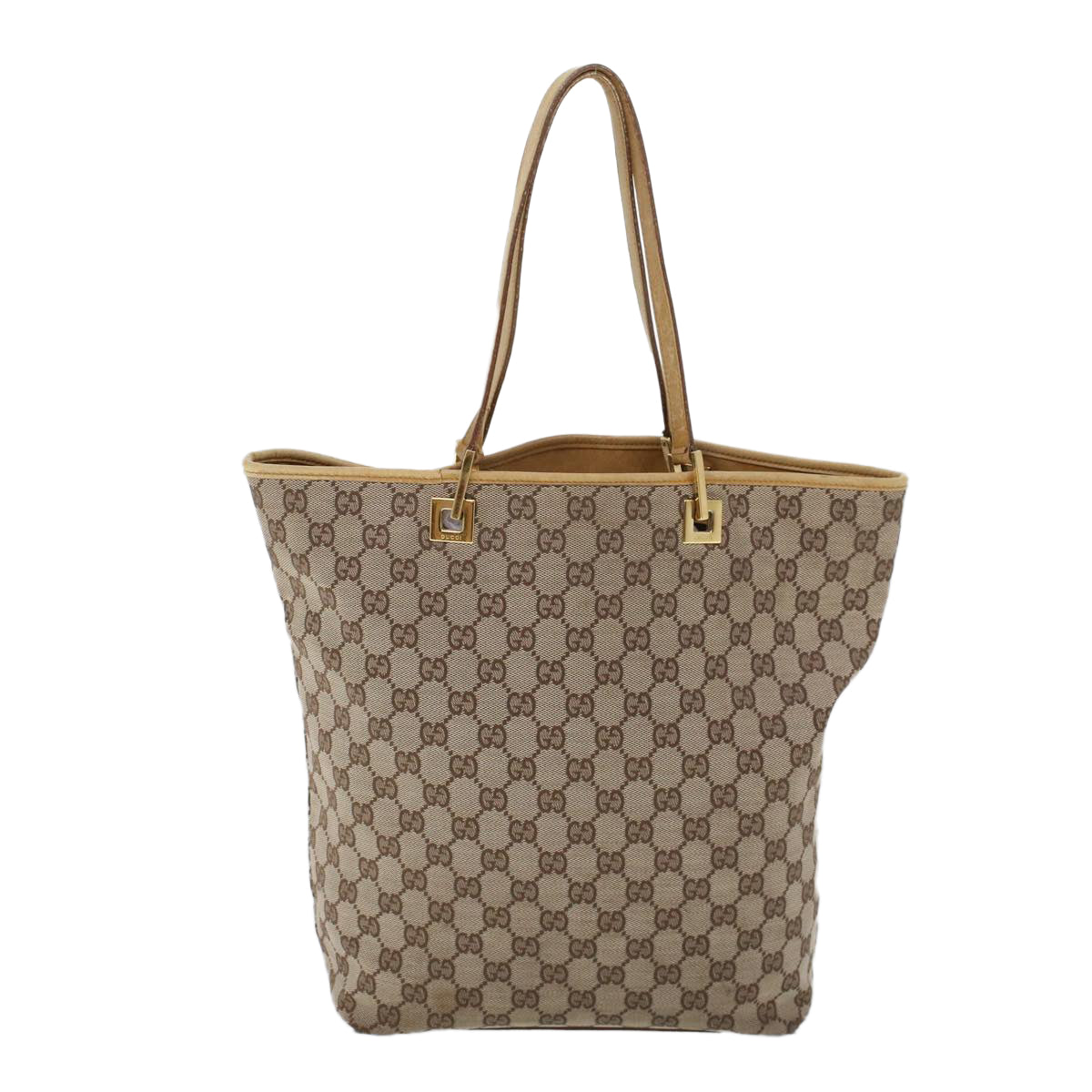 Luxury Gucci GG Canvas Hand Bag Canvas Leather Beige Brown  53661