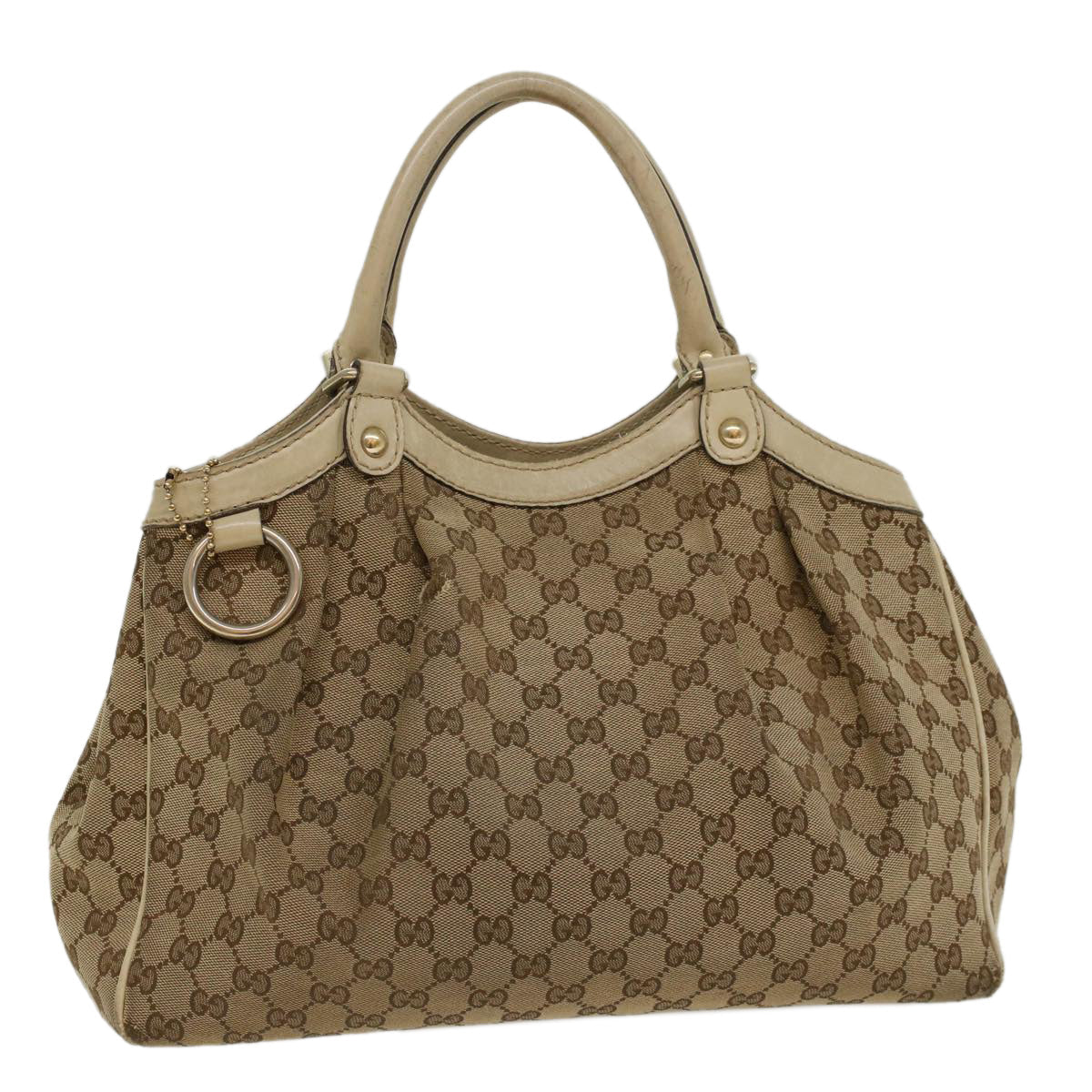 Luxury Gucci GG Canvas Hand Bag Beige White  53669