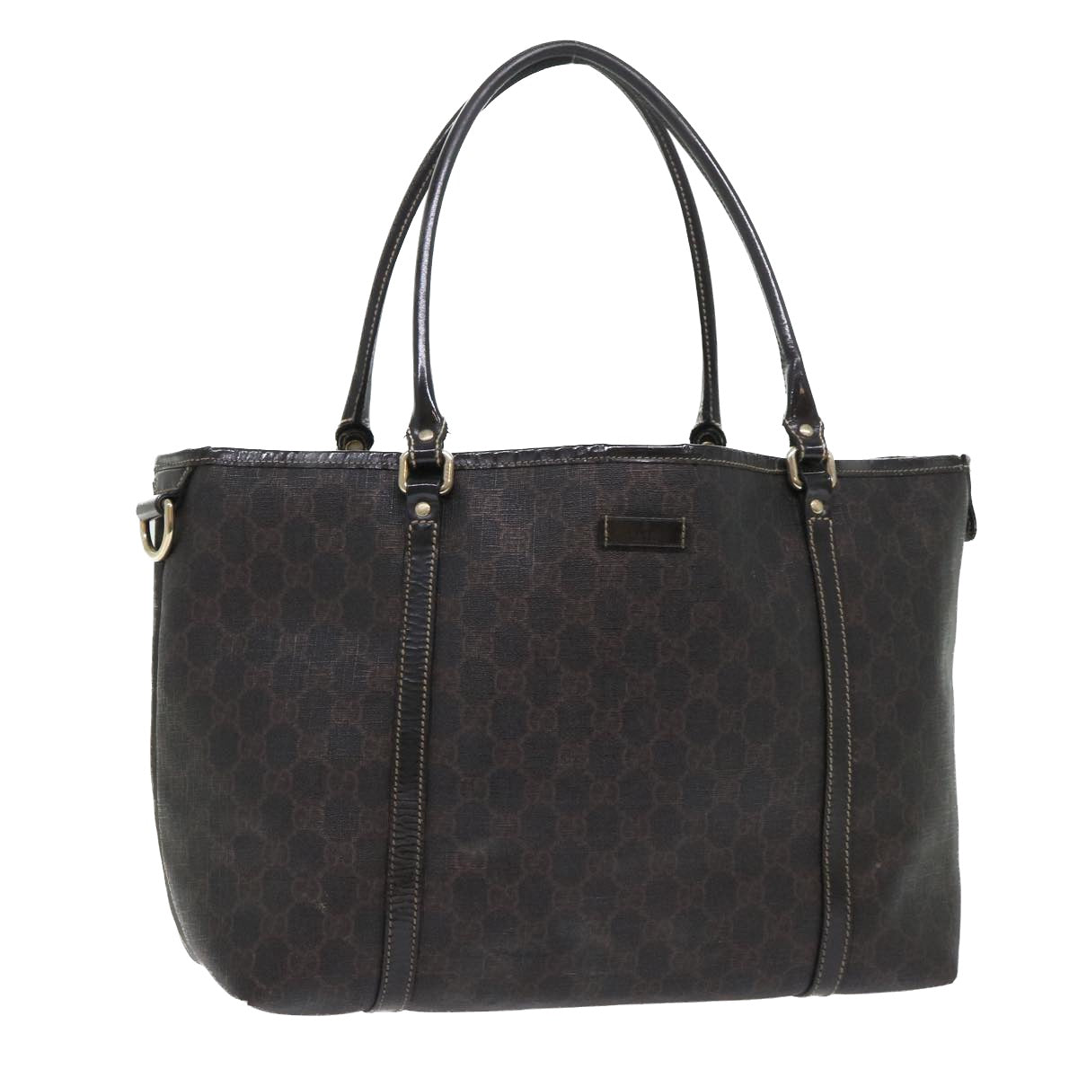 Luxury Gucci GG Canvas Tote Bag PVC Leather Brown  53675