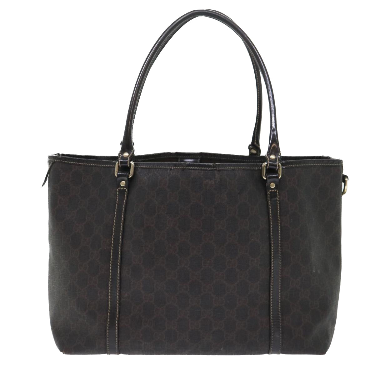 Luxury Gucci GG Canvas Tote Bag PVC Leather Brown  53675