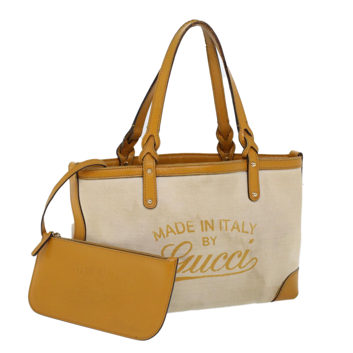 Luxury Gucci Hand Bag Canvas Leather Beige Orange  53679
