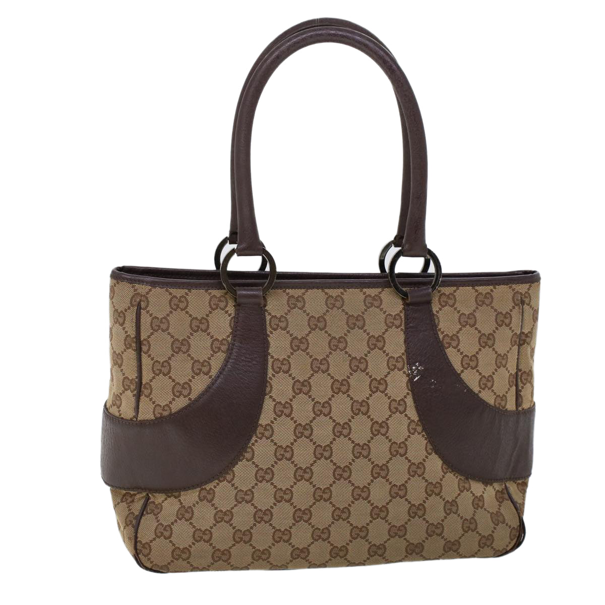 Luxury Gucci GG Canvas Hand Bag Canvas Leather Beige Brown  53680