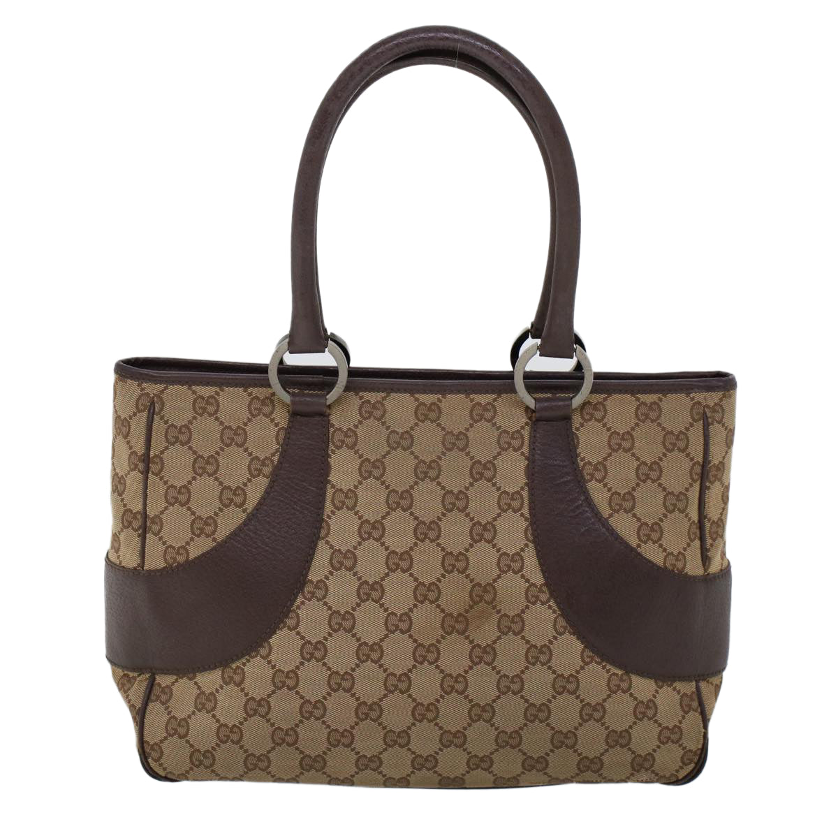 Luxury Gucci GG Canvas Hand Bag Canvas Leather Beige Brown  53680