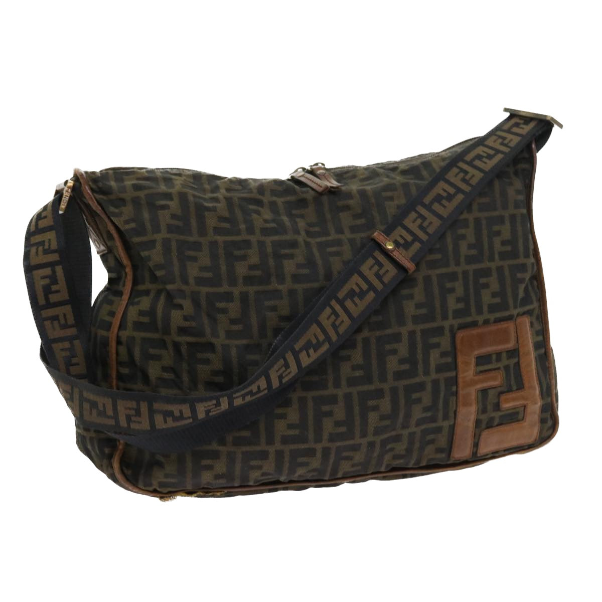 Luxury FendiZucca Canvas Shoulder Bag Nylon Brown53796