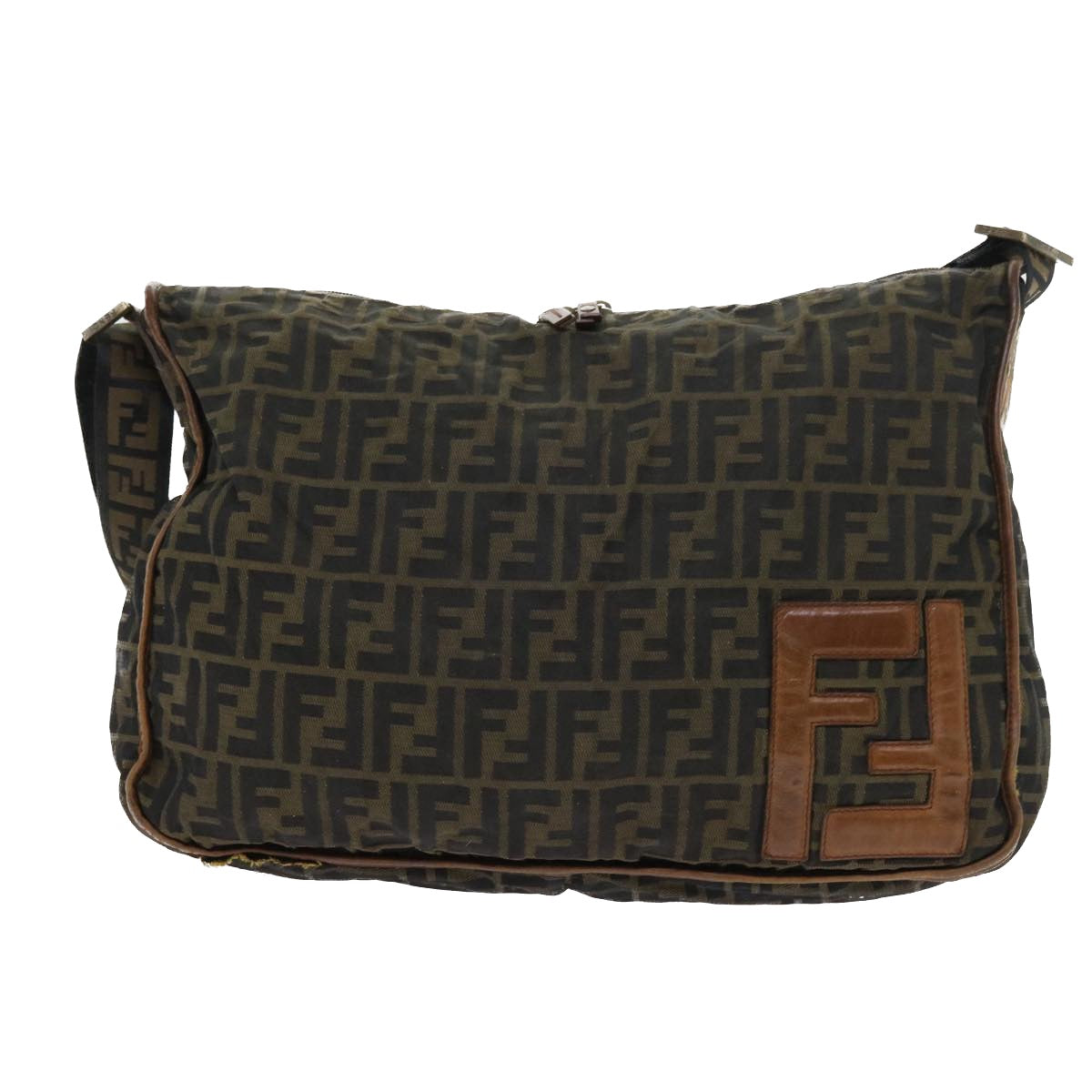 Luxury FendiZucca Canvas Shoulder Bag Nylon Brown53796