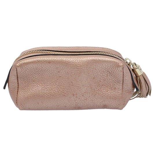 Luxury Gucci Fringe Pouch Leather Pink 308634  53804