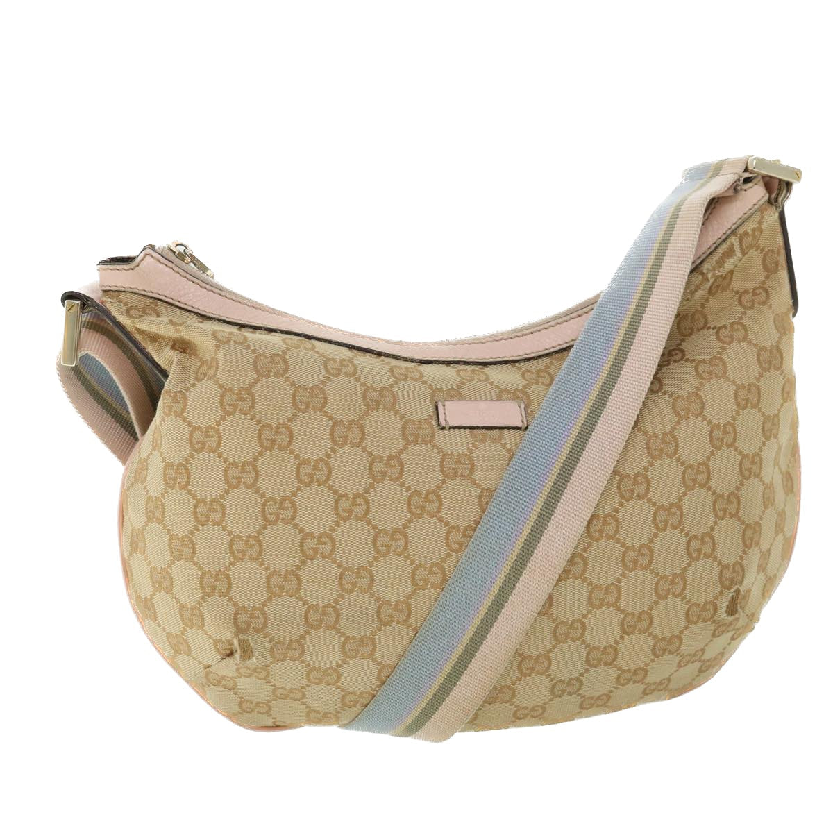 Luxury Gucci GG Canvas Sherry Line Shoulder Bag Beige Light Blue pink 181092  53844