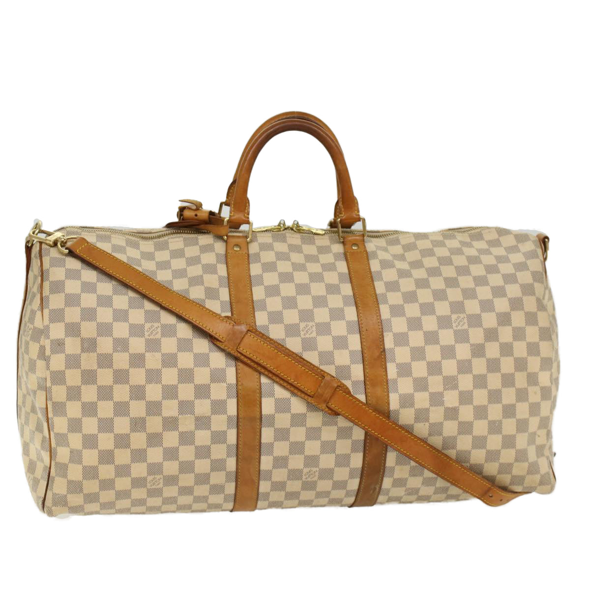 LOUIS VUITTON Damier Azur Keepall Bandouliere 55 Boston Bag N41429 LV 53848