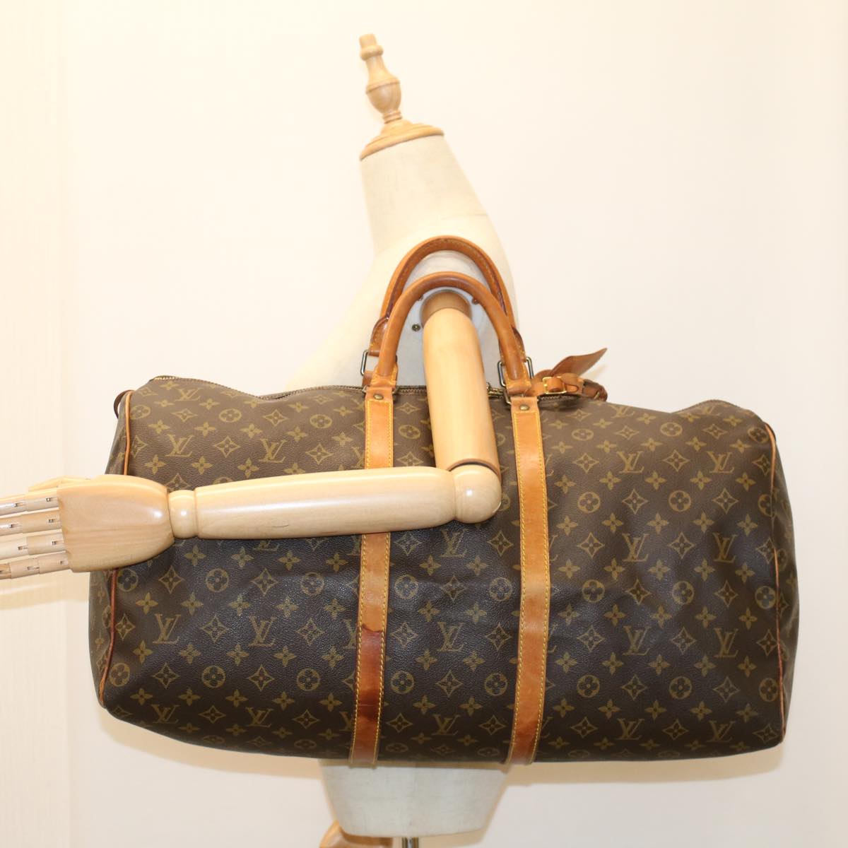 LOUIS VUITTON Monogram Keepall 55 Boston Bag M41424 LV 53850