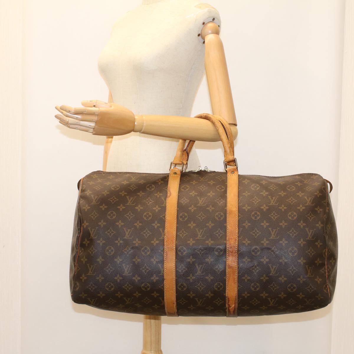 LOUIS VUITTON Monogram Keepall 55 Boston Bag M41424 LV 53851