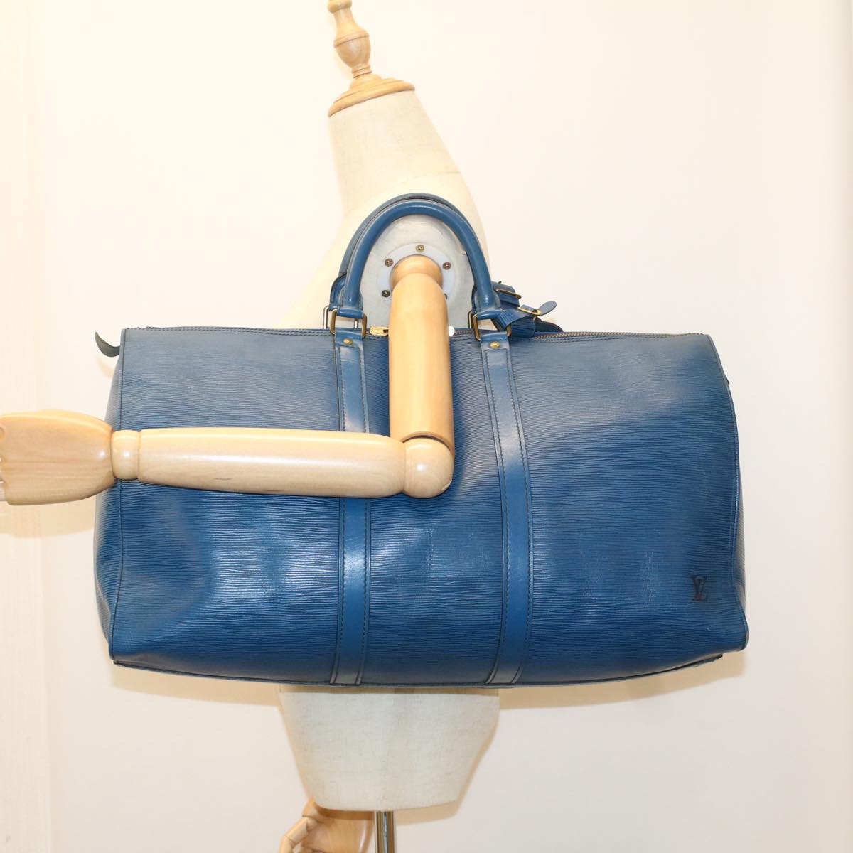 LOUIS VUITTON Epi Keepall 50 Boston Bag Blue M42965 LV 53853