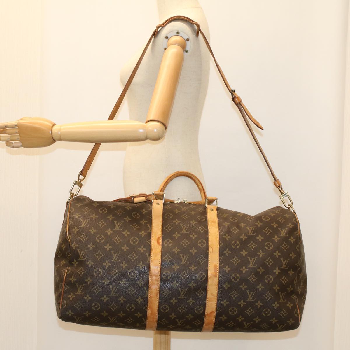 LOUIS VUITTON Monogram Keepall Bandouliere 55 Boston Bag M41414 LV 53979