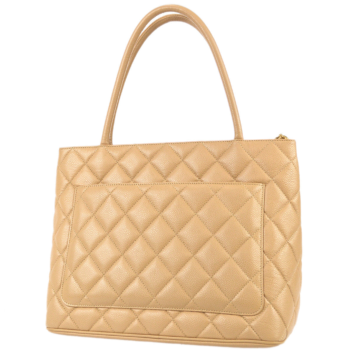 Luxury Chanel 2003-2004 Medallion Tote Beige Caviar