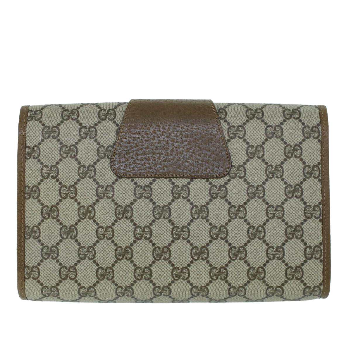 Luxury Gucci GG Canvas Web Sherry Line Clutch Bag PVC Leather Beige Green  54002