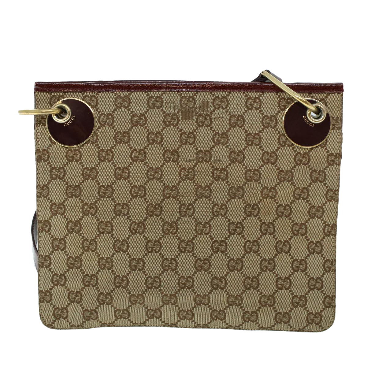 Luxury Gucci GG Canvas Shoulder Bag Canvas Patent Beige Red  54009