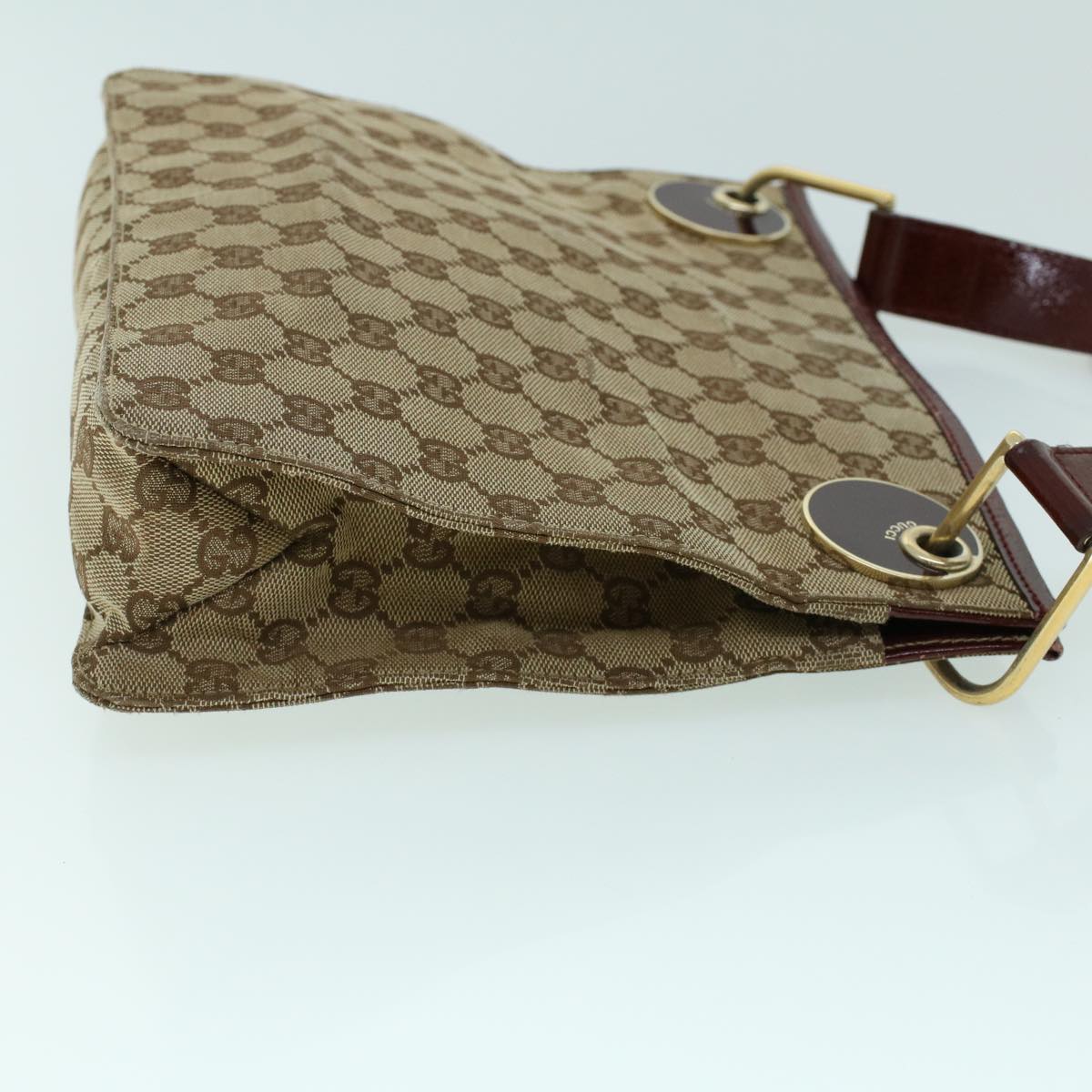 Luxury Gucci GG Canvas Shoulder Bag Canvas Patent Beige Red  54009